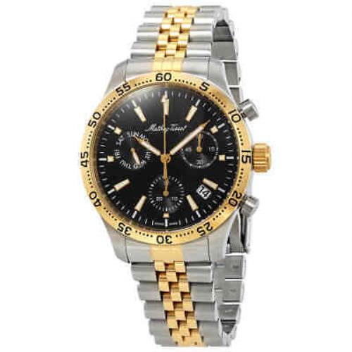 Mathey-tissot Type 22 Chronograph Black Dial Men`s Watch H1822CHBN - Black Dial, Two-tone (Silver-tone and Yellow Gold PVD ) Band