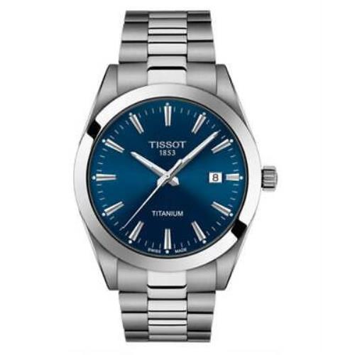 Tissot Gentleman Blue Dial Titanium Men`s Watch T127.410.44.041.00 - Blue Face, Blue Dial, Grey Band