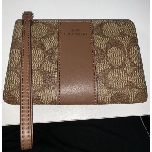 Coach Purse Clutch Wristlet Brown Khaki