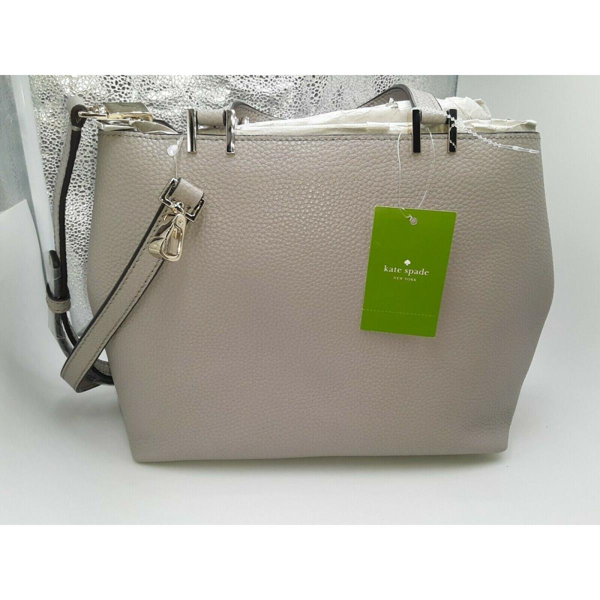 Kate Spade Pershing Street Tote Bag Gray Leather Bow Adjustable Strap