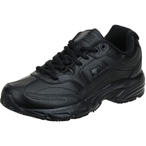 Fila Men s Leather Memory Foam Slip Resistant Work Shoe US 7.5 X-wide Black