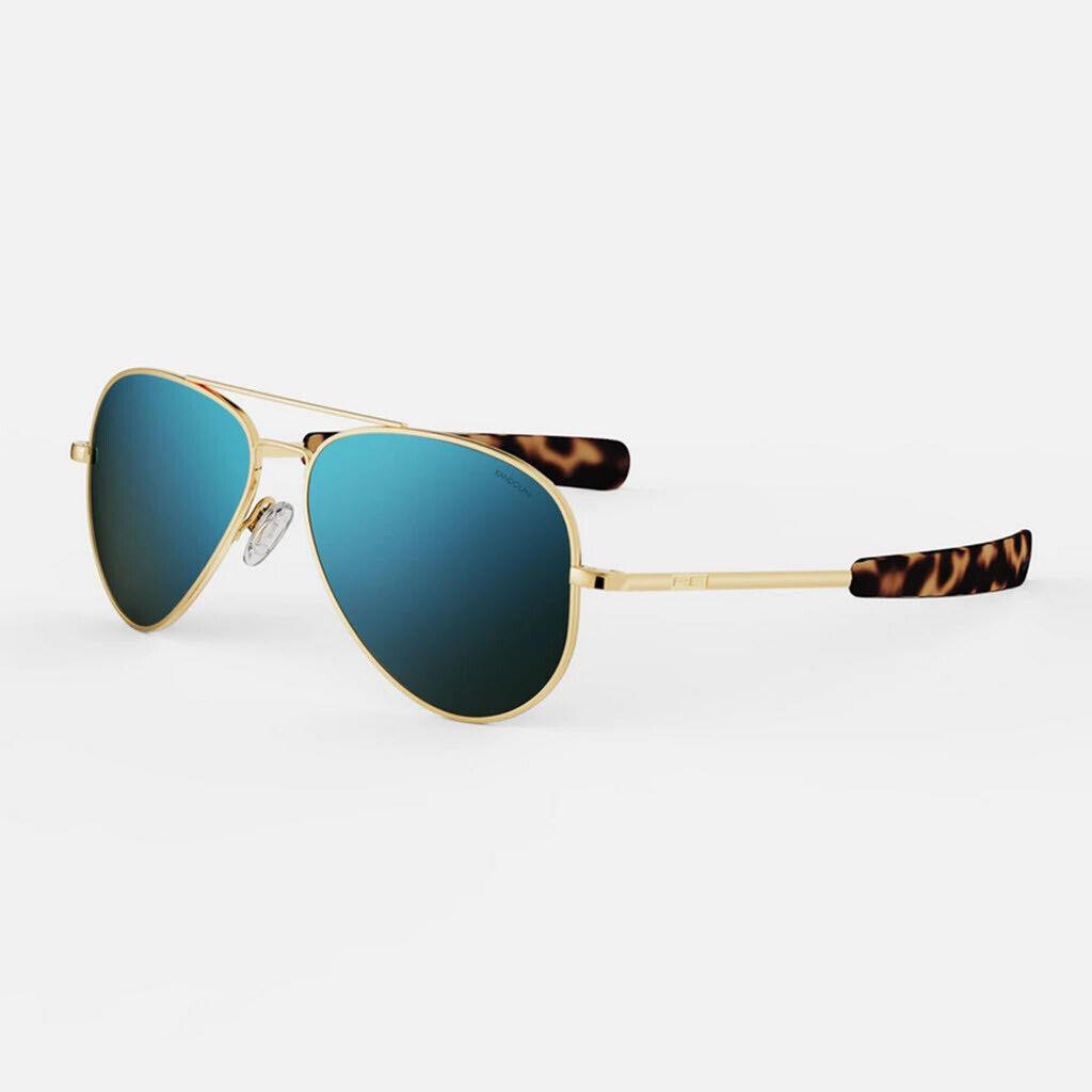 Randolph Cobalt 57mm Concorde Polarized Blue Mirror Sunglasses 23K Gold