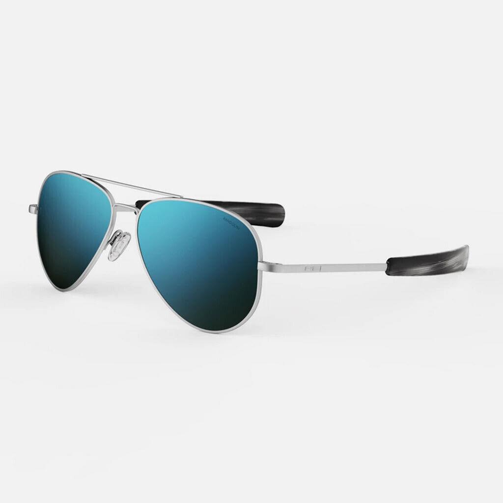 Randolph Cobalt 57mm Concorde Polarized Blue Mirror Sunglasses Matte Chrome