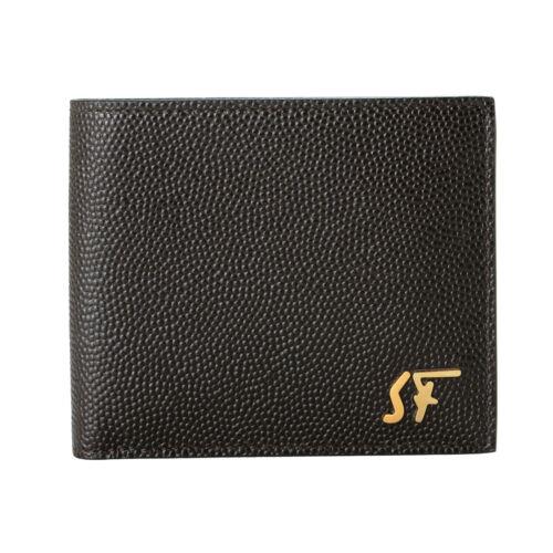 Salvatore Ferragamo Men`s Chocolate Brown Pebbled Leather Bifold Wallet