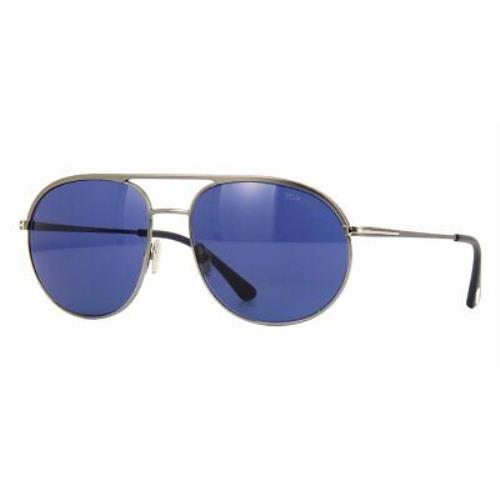 Tom Ford FT 0772 13V Sunglasses Matte Dark Ruthenium Frame Blue Lenses 59mm - Frame: , Lens: Blue
