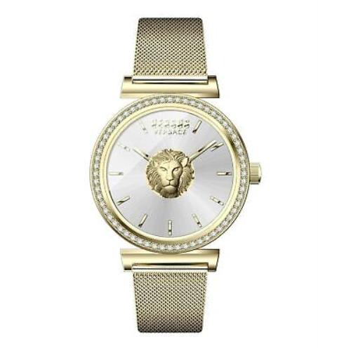 Versus Versace Womens IP Yellow Gold 34 mm Brick Lane Bracelet Watch VSPLD1821