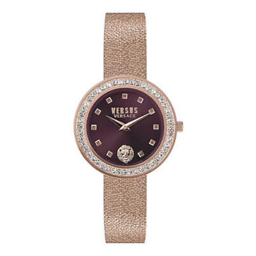 Versus Versace Womens Rose Gold 38 mm Carnaby Street Bracelet Watch VSPCG2821 - Burgundy Dial, Rose Gold Band, Burgundy Bezel