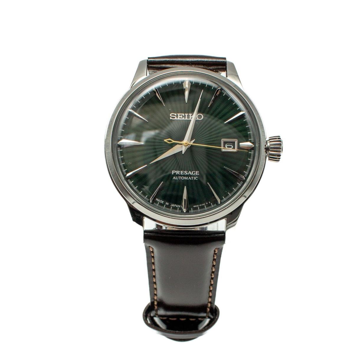 Seiko Presage Cocktail Time Stainless Steel Case Green Dial Men`s Watch SRPD37 - Dial: Green, Band: Black, Bezel: Silver