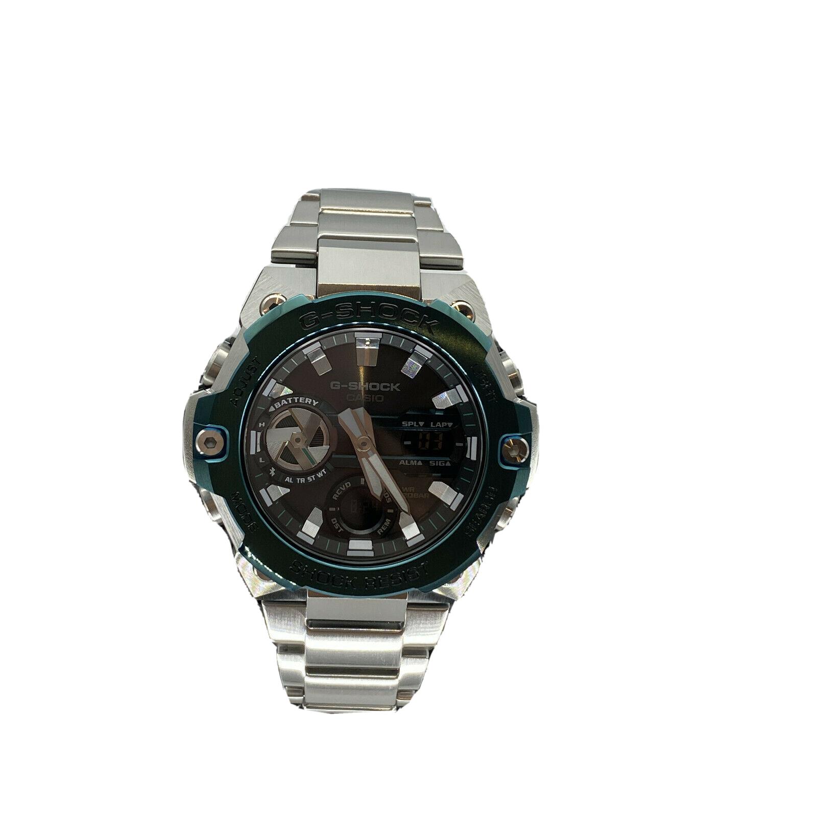 Casio G Shock G-steel Slim Analog Digital Limited Edition Watch GSTB400CD-1A3 - Black Dial, Silver Band, Green Bezel