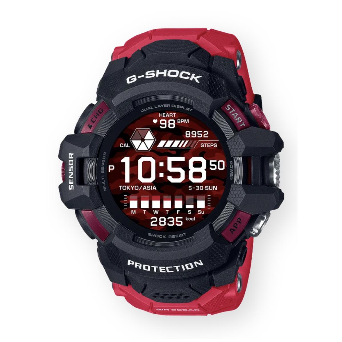 Casio G-shock Gps Heart Rate Monitor Digital Sport GSWH1000-1A4 Limited Edition - Red Band