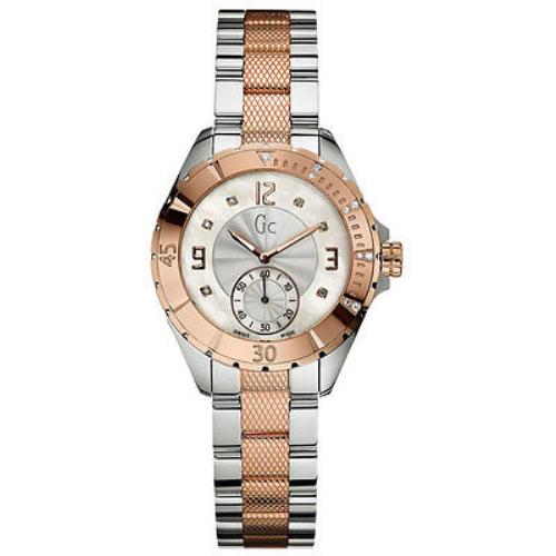 GC Guess Collection 2 Two Tone Rose Gold Silver+mop Diamond Swiss Watch A70102L1