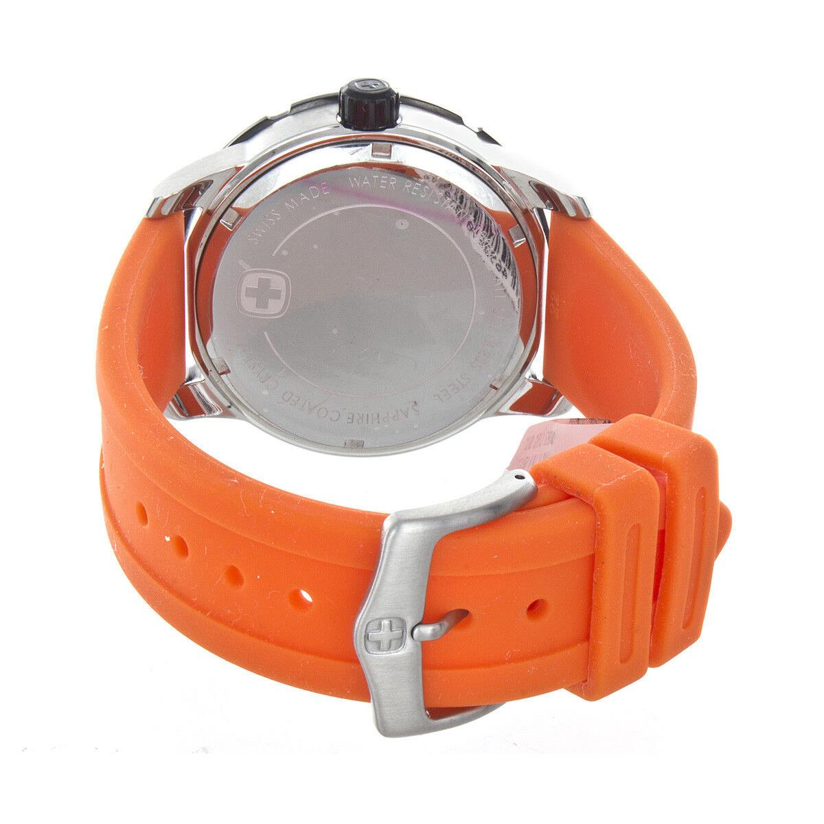 Wenger Swiss Military Men`s Black Dial Orange Rubber Band Watch - Black, Orange