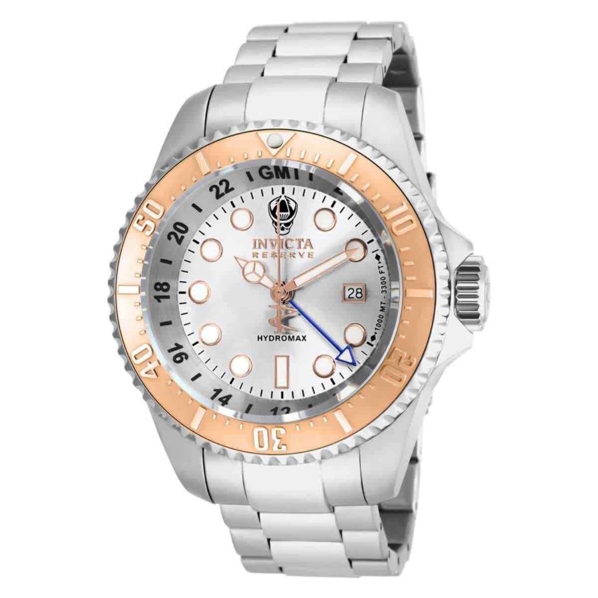 Invicta Reserve Silver Dial Stainless Steel Men`s Watch 16964 - Dial: Silver, Band: Silver, Bezel: Silver-tone and Rose Gold