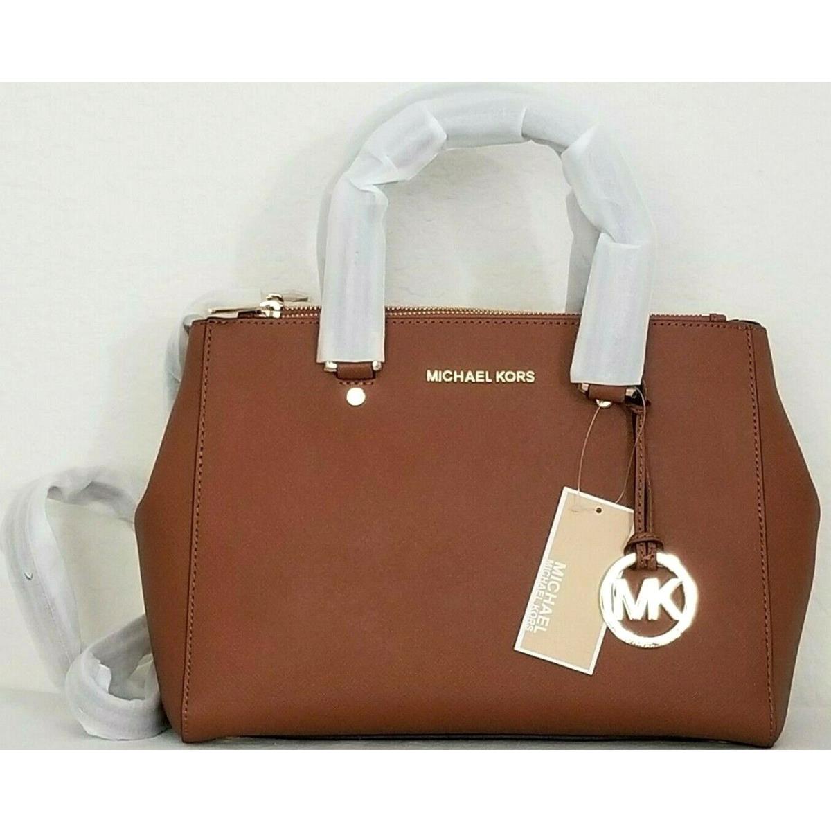 Michael Kors Sutton Luggage Brown Saffiano Leather Medium Satchel Bag