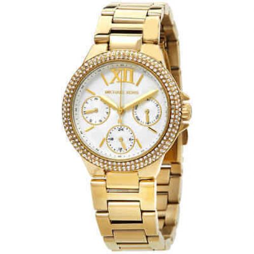 Michael Kors Camille Quartz Crystal White Dial Ladies Watch MK6844 - White Dial, Gold-tone Band