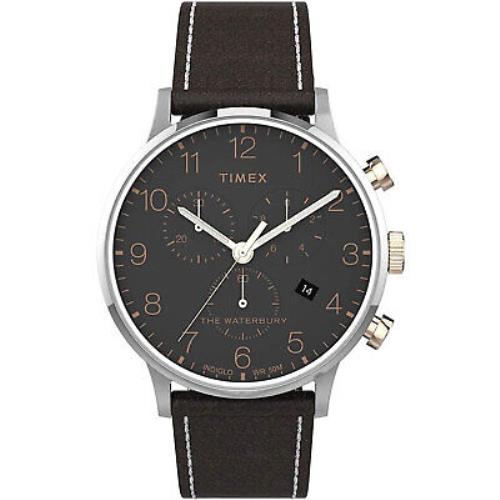 Timex Men`s Waterbury Classic Chronograph 40mm Watch Dark Brown/silver - Brown , Silver