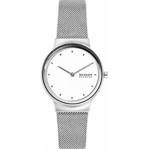 Skagen SKW2823 Freja Silver Tone St. Steel Mesh Band Women`s Classic Watch - Dial: White, Band: Silver