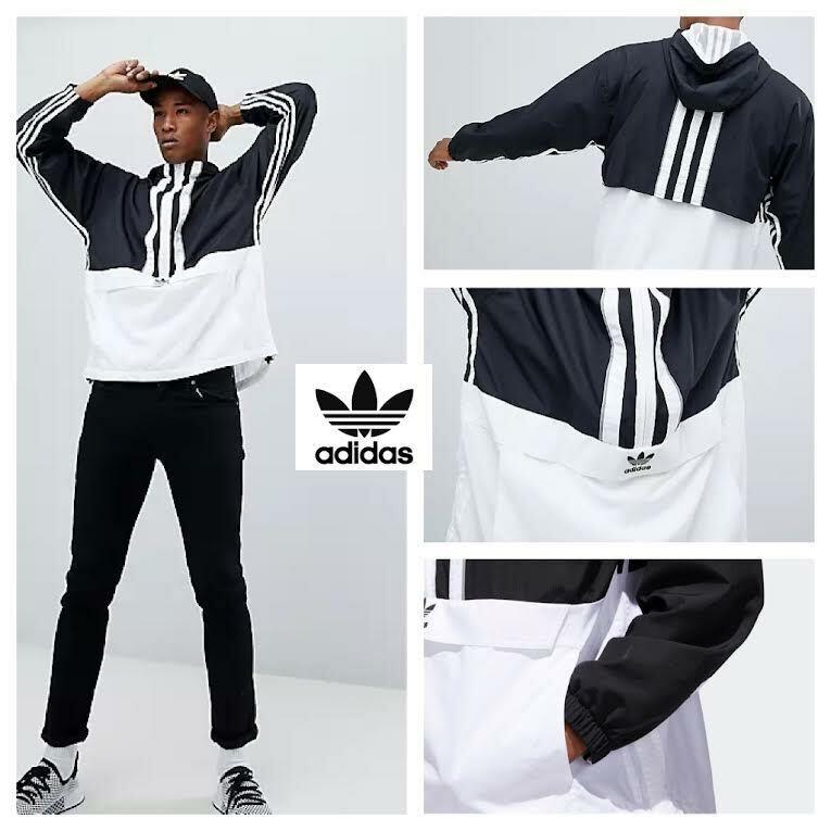 Adidas Originals Men 2XL Overhead Logo Hoodie Windbreaker Jacket