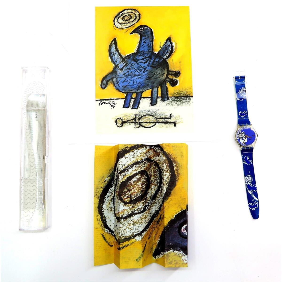 Swatch Watch Vive LA Paix GK206 by Corneille w/ Case 2 Prints Papers 1995