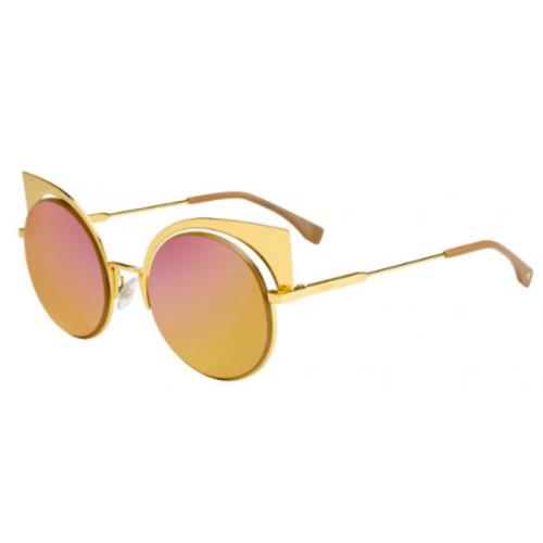 Fendi FF 0177/S 001OJ Gold Frame/ Rose Gold Mirrored Lens Sunglasses