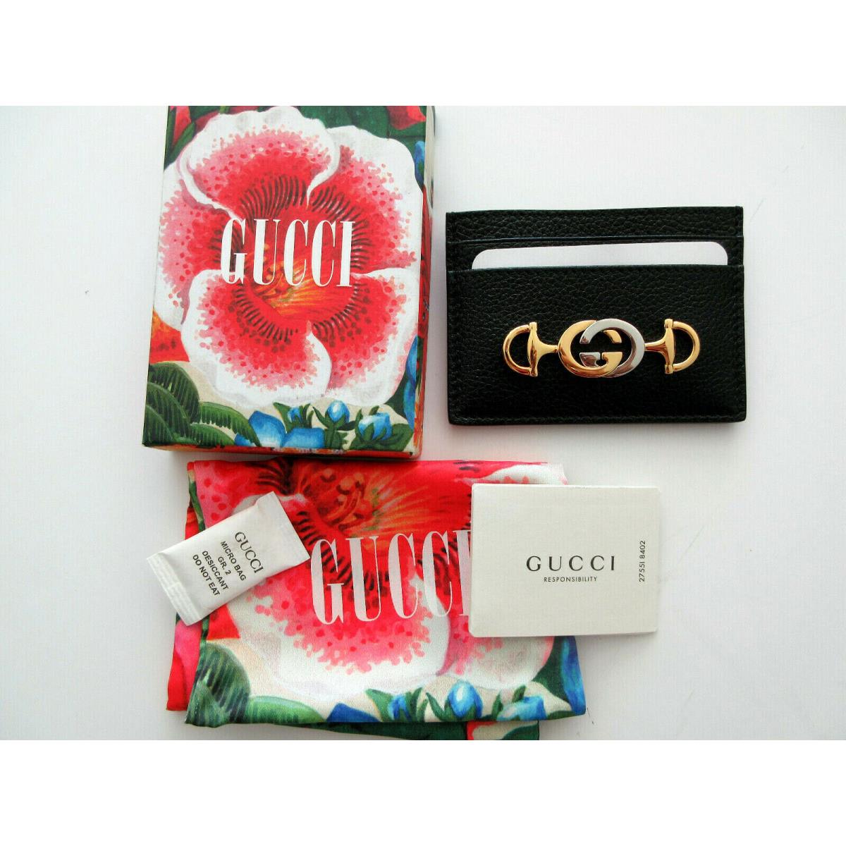 Gucci Black Zumi Card Case with Gucci Box 570679
