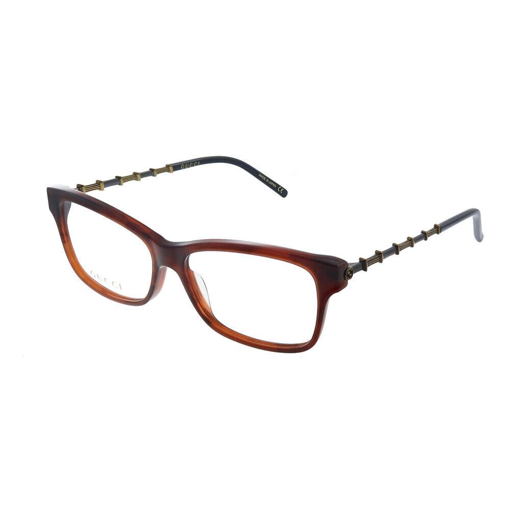 Gucci GG 0657O 002 Havana Plastic Rectangle Eyeglasses 54mm