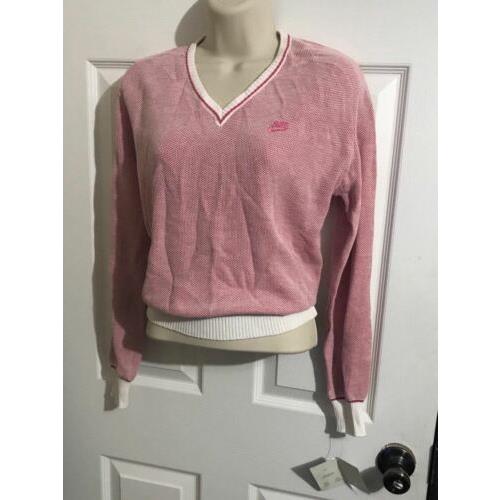 Vintage Retro Nike Women`s Woven Tennis Sweater Large Pink Rare