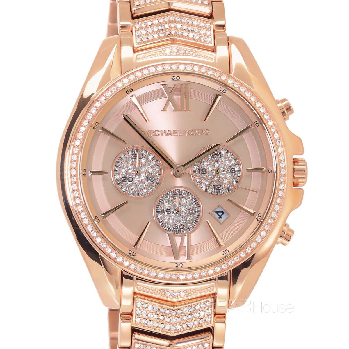 Michael Kors Oversized Whitney Womens Glitz Watch Rose Gold Pave Stainless Steel - Dial: Rose Gold, Band: Rose Gold, Bezel: Rose Gold