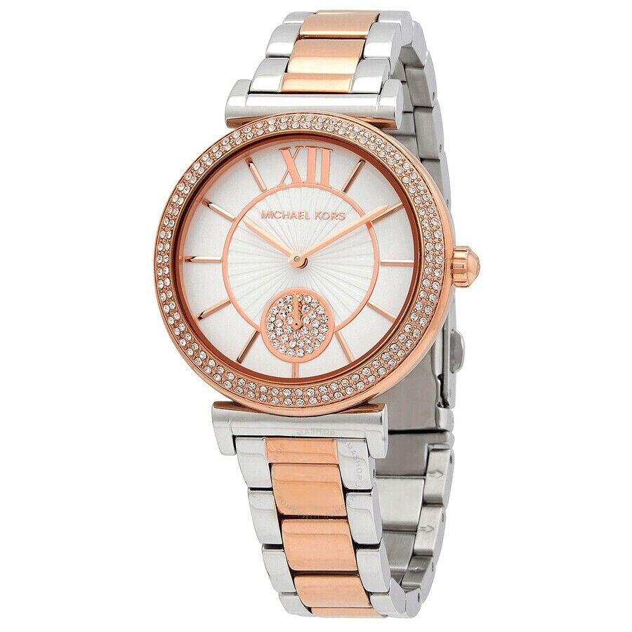 Michael Kors MK4616 Abbey White Glitz Dial Two Tone Stainless Steel Womens Watch