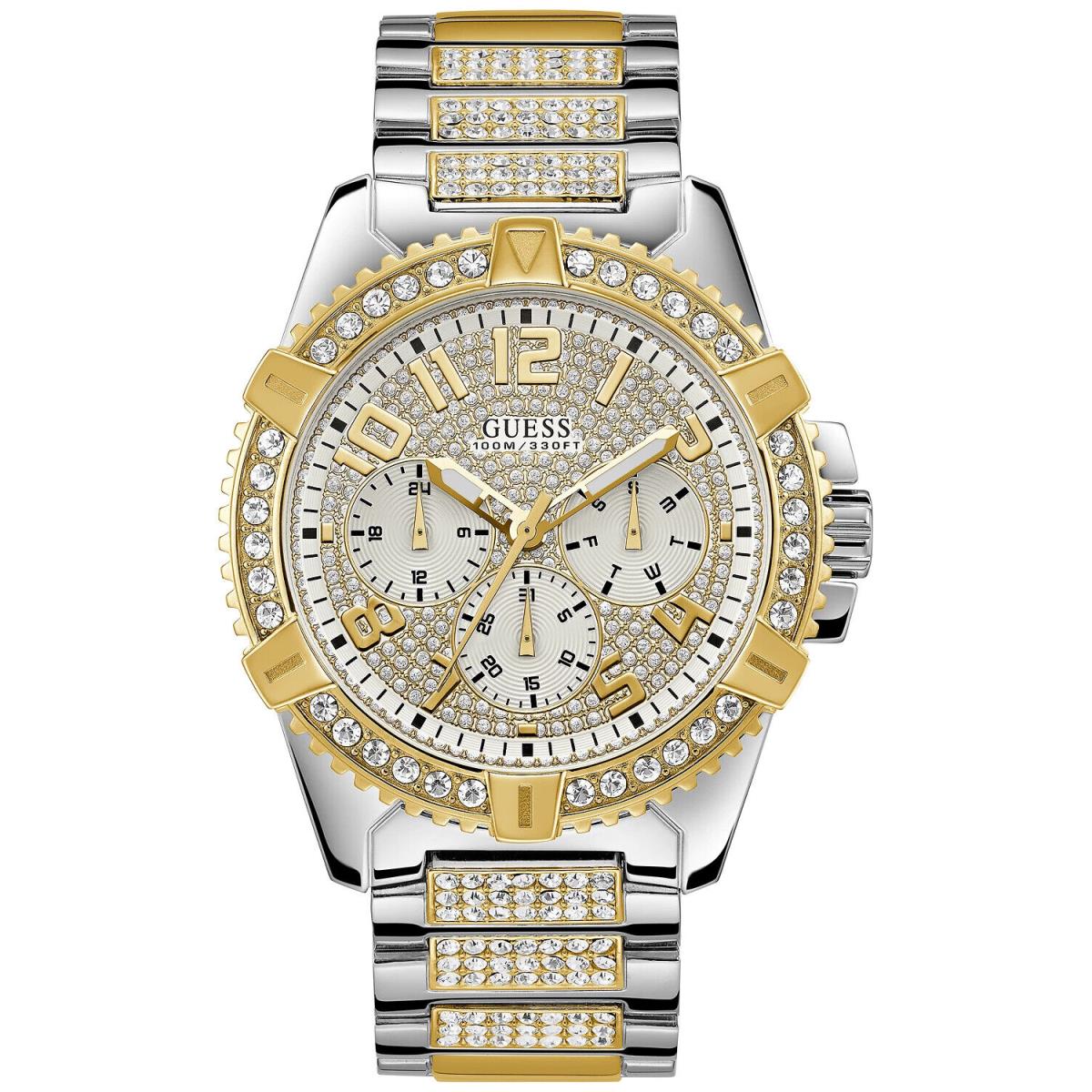 Guess Pavé Crystal-set Men`s Pav Crystal-set Two-tone Stainless Steel Bracelet Watch 50mm