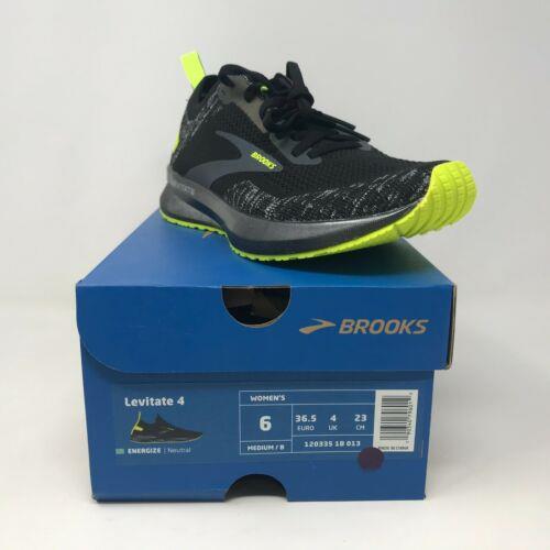Women`s Brooks Levitate 4 Road Running Shoe Size 6 - Black/neon