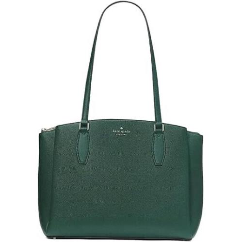 Kate Spade Monet Large Triple Compartment Green Leather Tote WKRU6948 Y