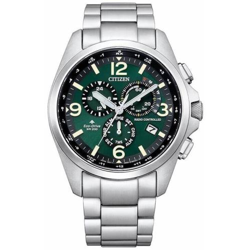 Citizen Men`s Promaster Land Eco-drive Green Dial Silvertone CB5921-59X - Dial: Green, Band: Silver, Bezel: Silver