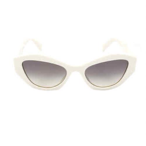 Prada Gray Gradient Irregular Ladies Sunglasses PR 07YS 142130 53 PR 07YS 142130 - Frame: White, Lens: Gray