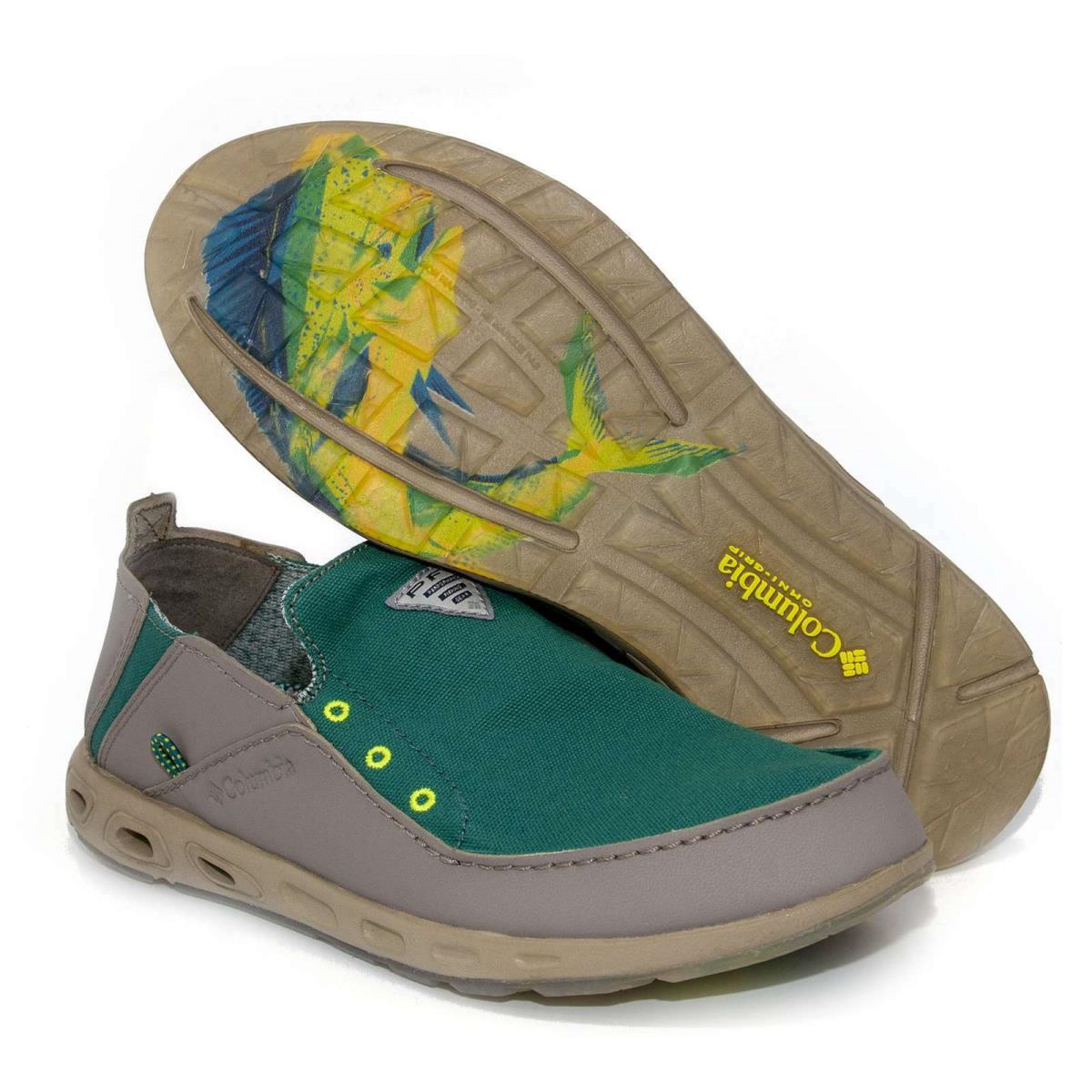 Men Columbia Bahama Vent Pfg Slip-on Shoes Grey Green Deck Shoes