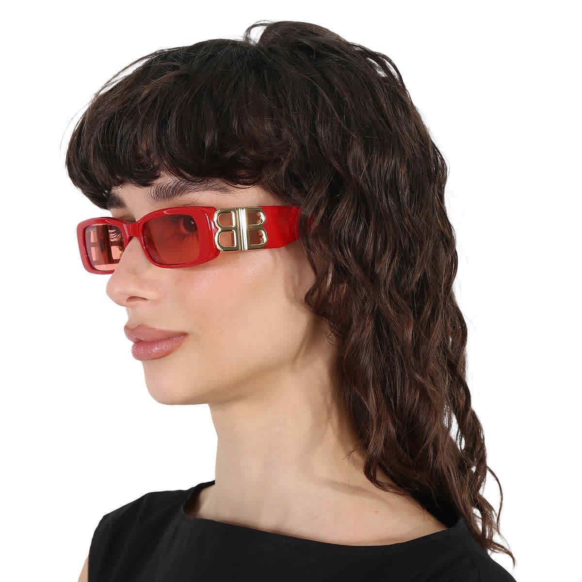 Balenciaga Red Rectangular Ladies Sunglasses BB0096S 003 51 BB0096S 003 51