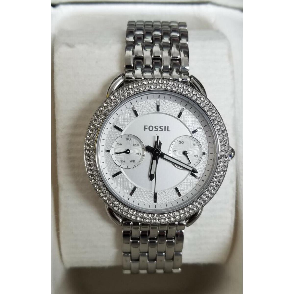 Fossil ES4054 Tailor Silver Dial Stainless Steel Multifunction Women`s Watch