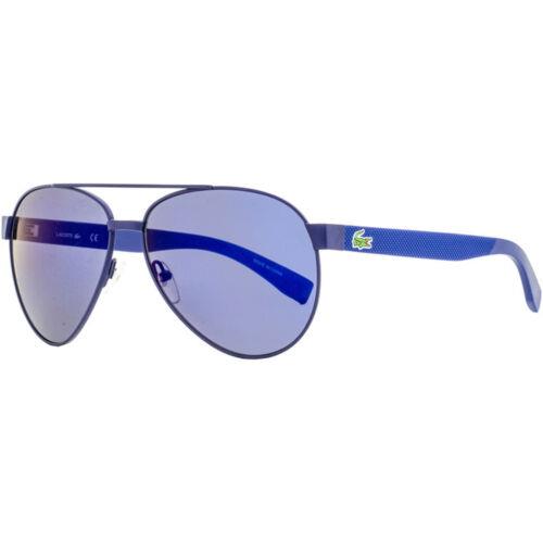 Lacoste Unisex Sunglasses Purple Lens Full Rim Matte Blue Pilot Frame L185S 424