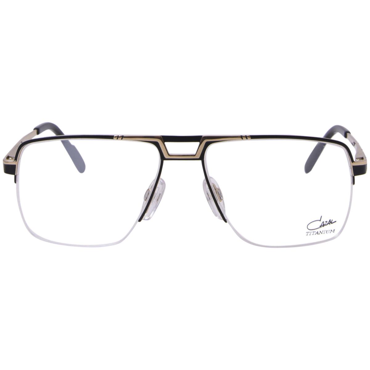 Cazal 7089 001 Titanium Eyeglasses Gold/black Semi Rim Square Shape 56mm