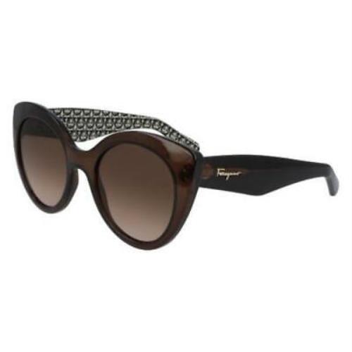 Salvatore Ferragamo SF964S 210 Crystal Brown Sunglasses with Brown Lenses