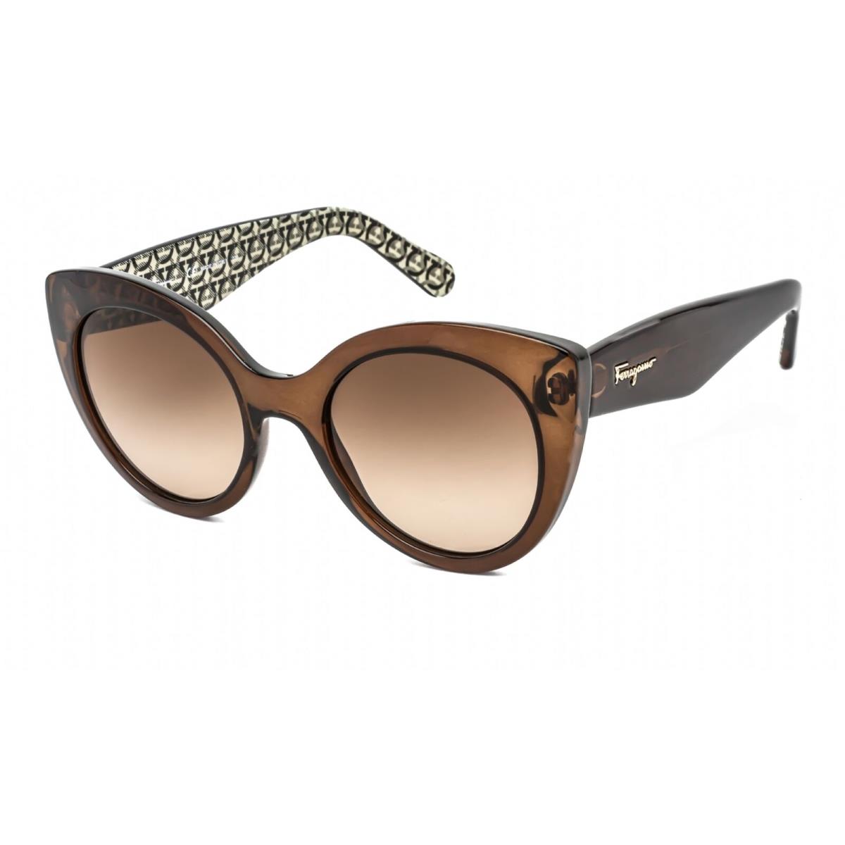 Salvatore Ferragamo Women`s Sunglasses Crystal Brown Plastic Cat Eye SF964S 210