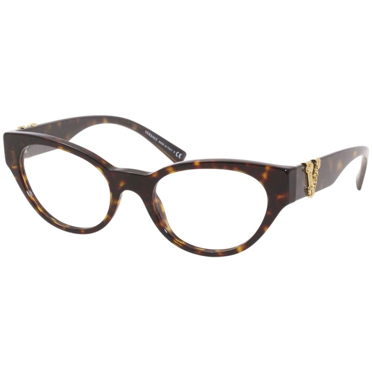 Versace VE 3282 108 Eyeglasses Women`s Dark Havana Full Rim Optical Frame 53mm