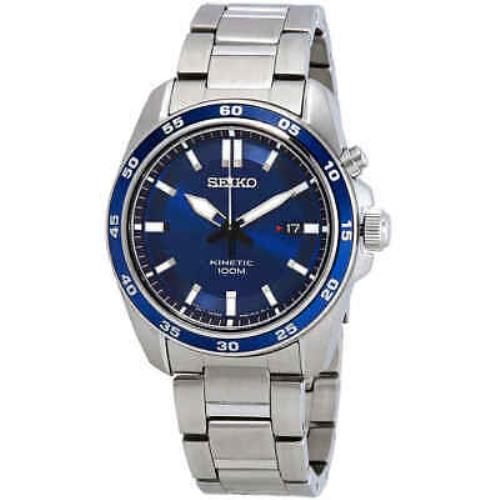 Seiko Kinetic Blue Dial Stainless Steel Men`s Watch SKA783 - Blue Dial, Silver-tone Band