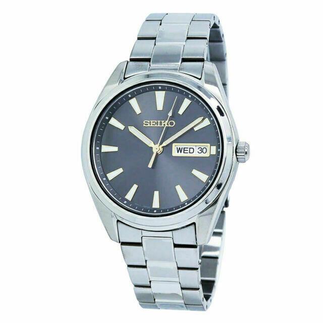Seiko Essentials Quartz Grey Dial Men`s Watch Steel Bracelet SUR343P1