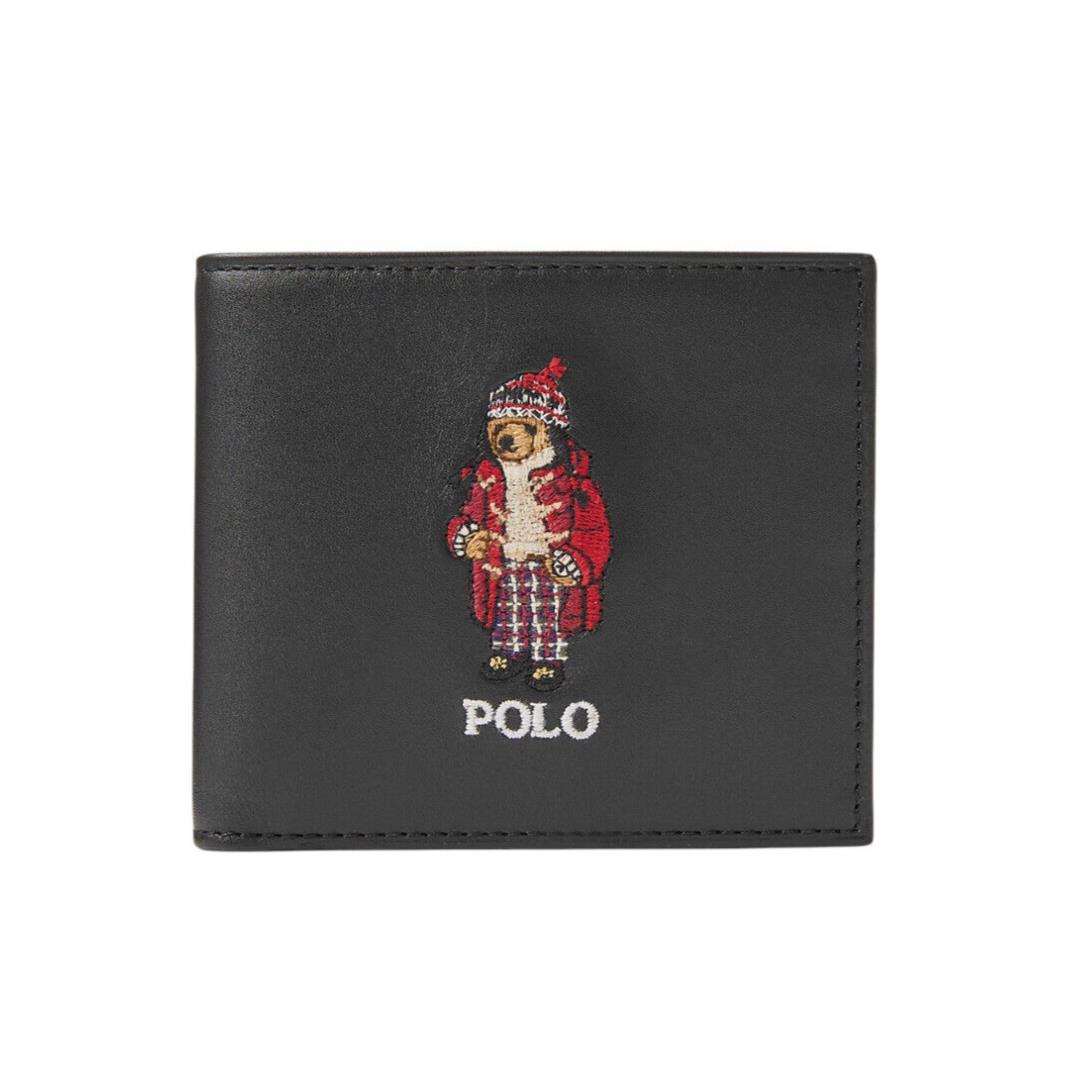 Polo Ralph Lauren Leather Collegiate Preppy Holiday Bear Bifold Wallet W/box Black Red Duffle Coat & Hat
