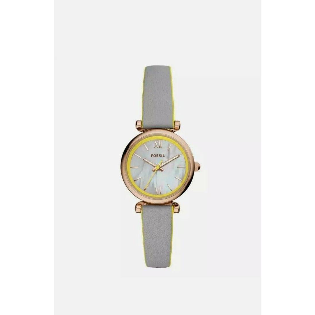 Fossil Women`s Carlie Mini Three-hand Grey Leather Watch ES4834