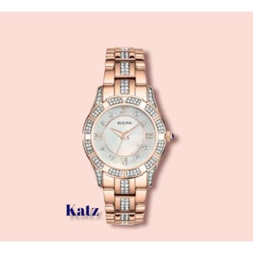 Bulova Ladies Mop Dial Rose Gold Watch 98L197 Retail Price