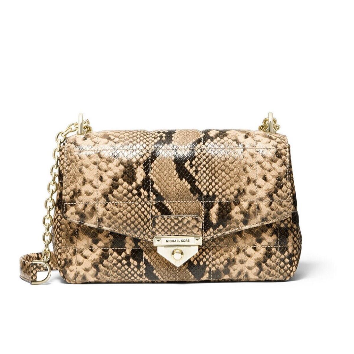 Michael Kors Soho Large Quilted Snake Embossed Leather Shoulder Bag Purse