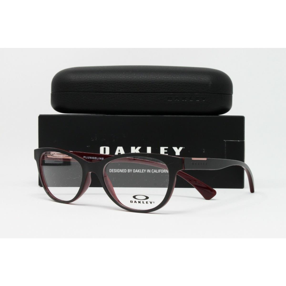 Oakley Optical Plungeline OX8146 04 Satin Black Brick Red Eyeglasses 50mm
