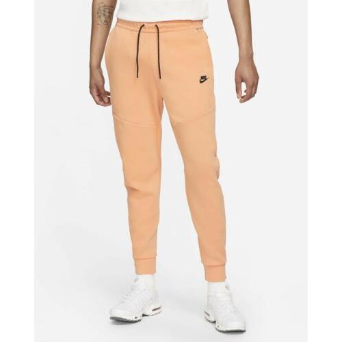Nike Slim Fit Tech Fleece Jogger Sweatpants Men`s Large Orange Black CZ9918-835